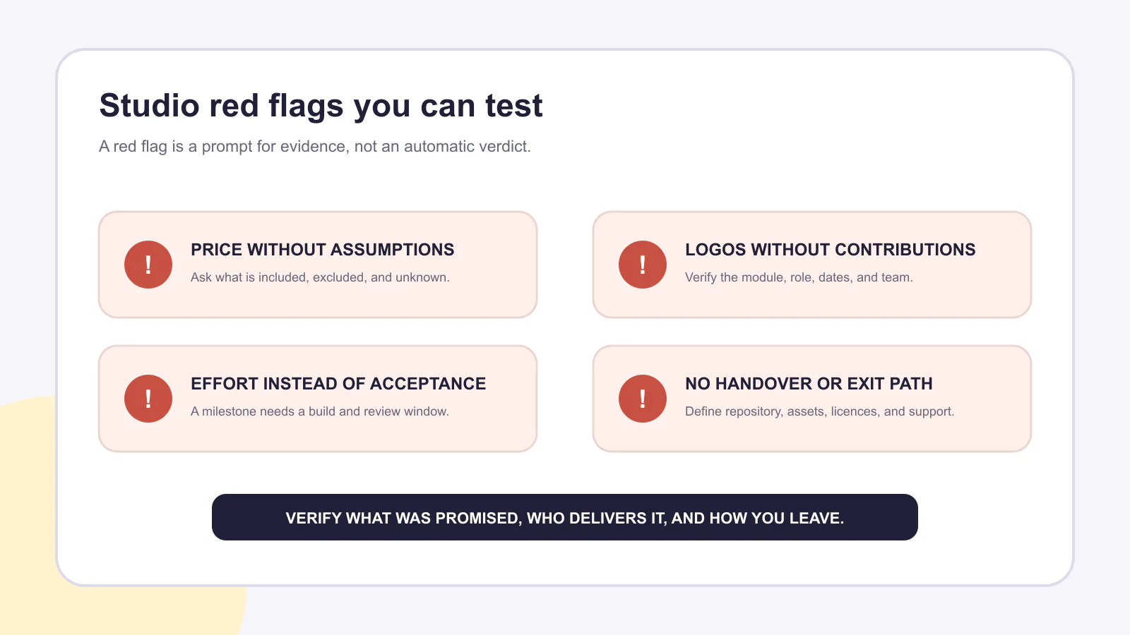Four testable red flags when choosing a game development studio